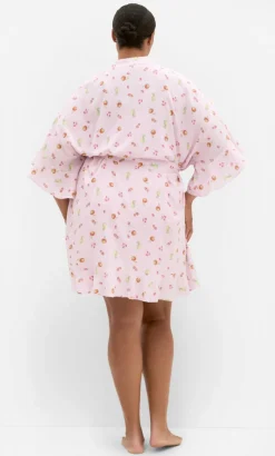 Kitty Berry Print Sleep Kimono - baby pink