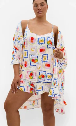 Kitty Citrus Print Pyjama Set - ivory