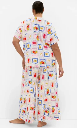 Kitty Citrus Print Pyjama Shirt - ivory