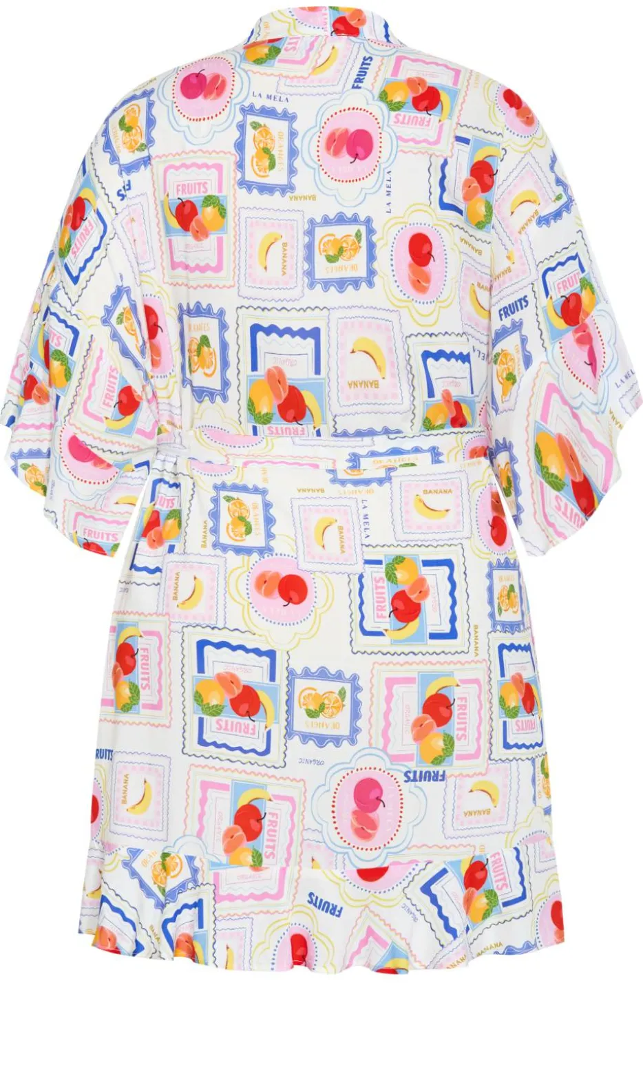 Kitty Citrus Print Sleep Kimono - ivory