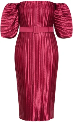 Krista Pleat Midi Dress - raspberry