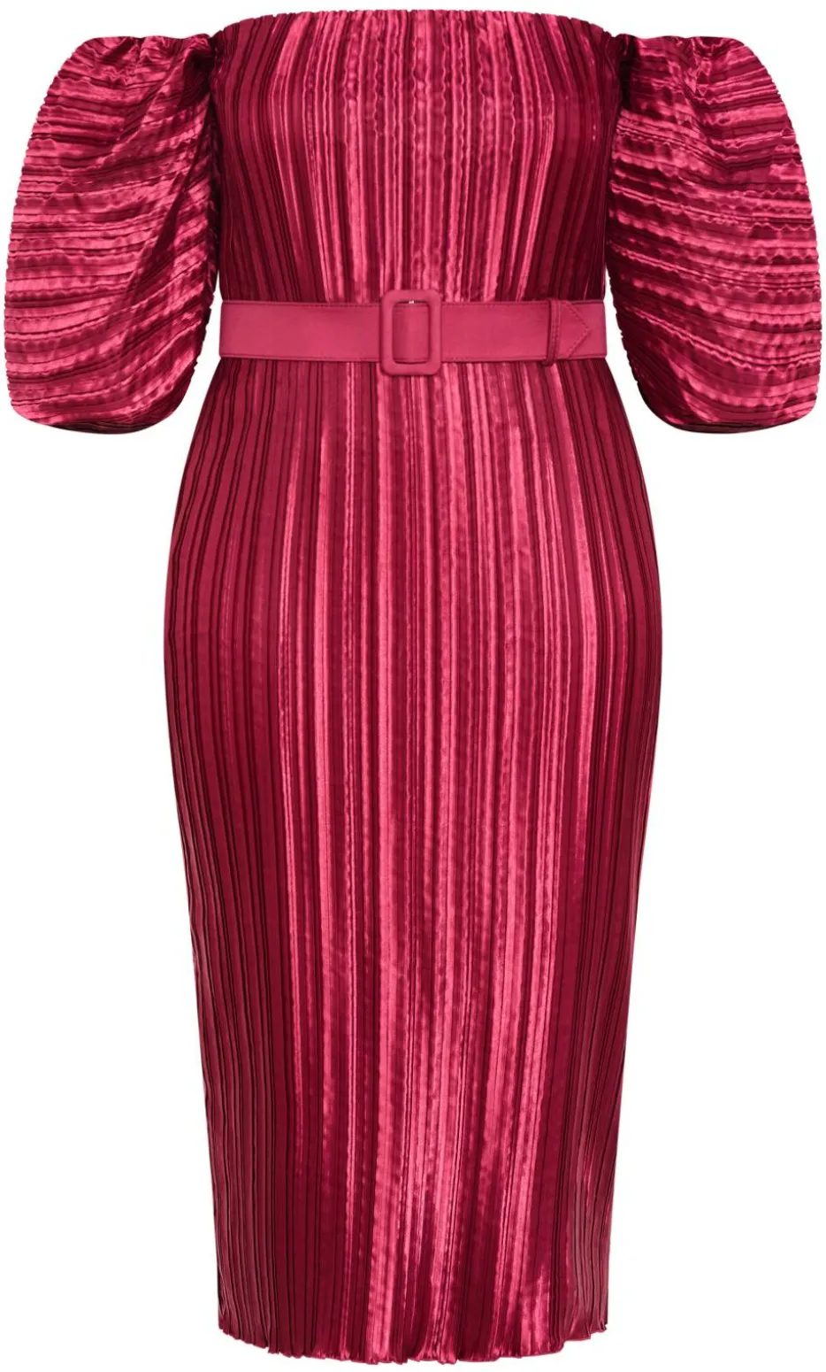 Krista Pleat Midi Dress - raspberry