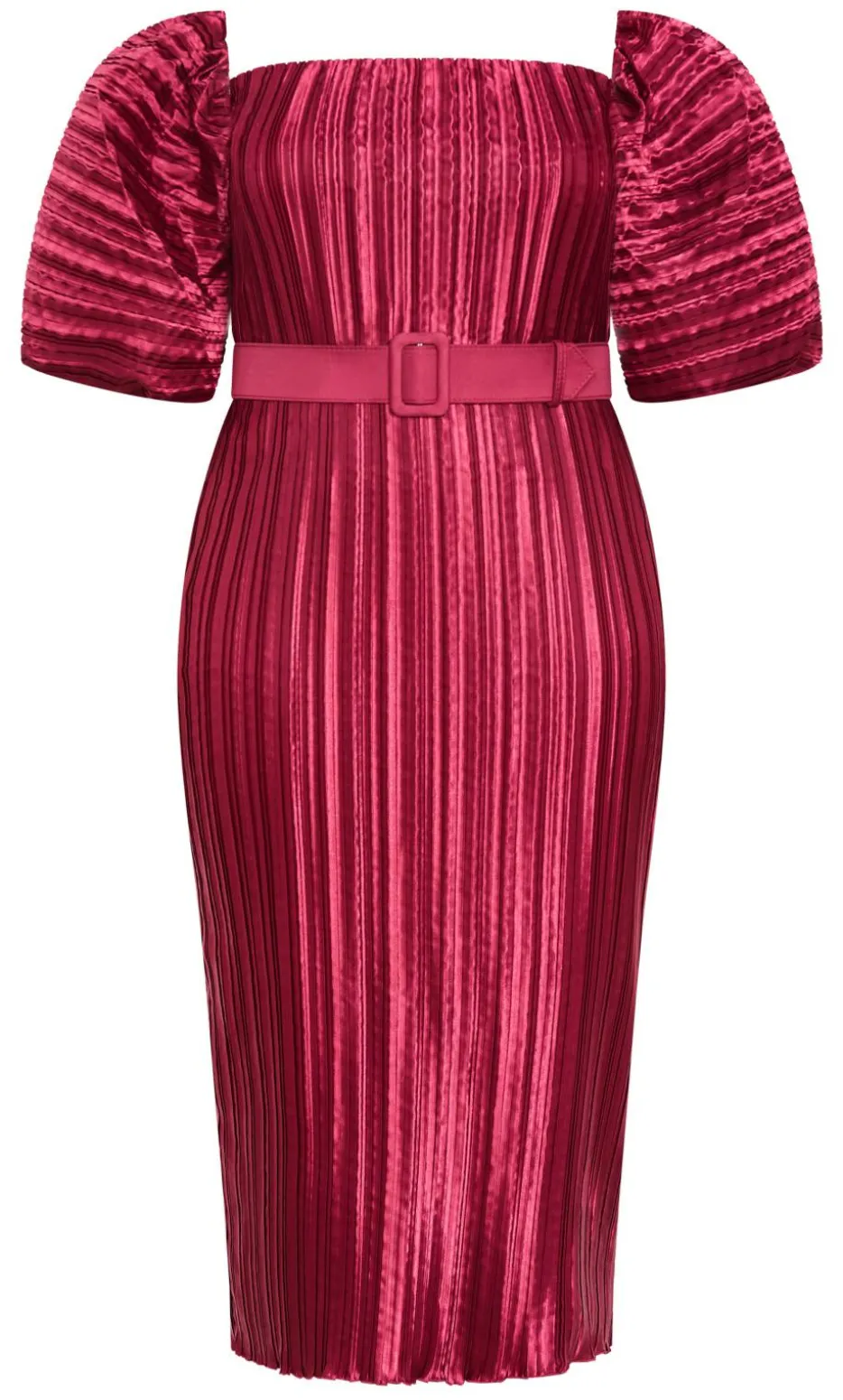 Krista Pleat Midi Dress - raspberry