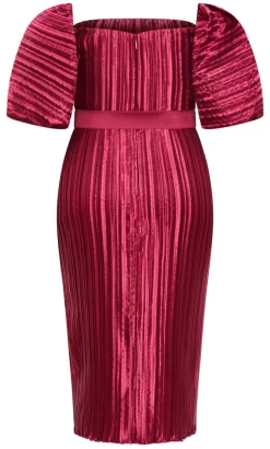 Krista Pleat Midi Dress - raspberry