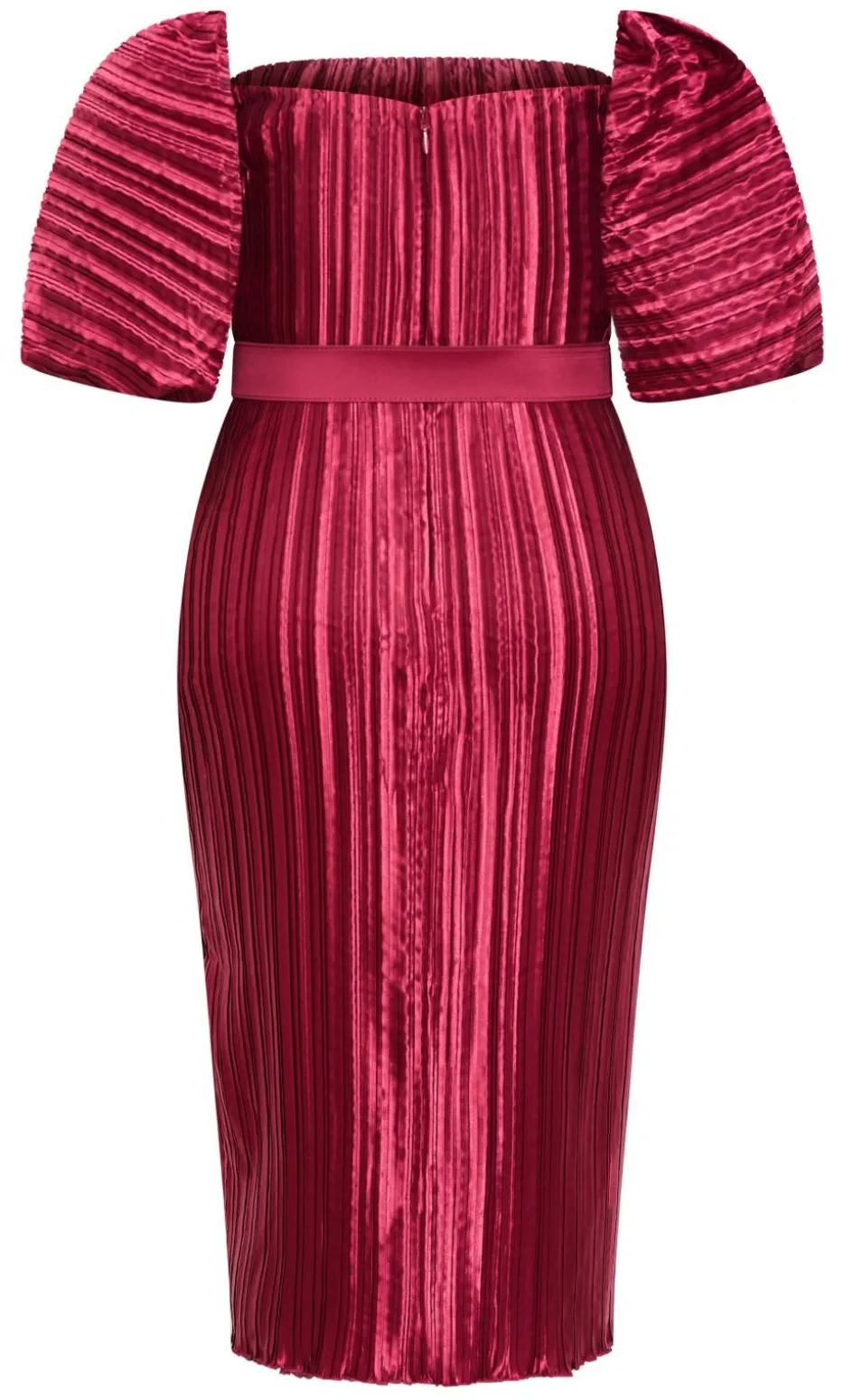 Krista Pleat Midi Dress - raspberry