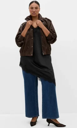 Lace Trim Asymmetrical Hem Tunic - black