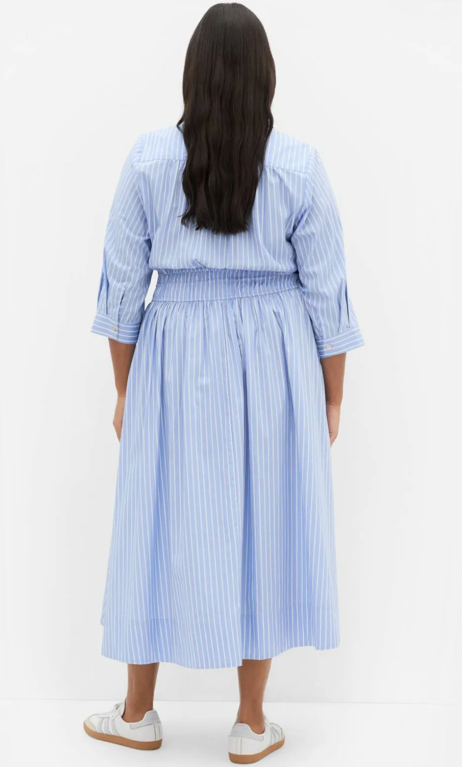 Lana Elbow Sleeve Shirt Dress - sky blue
