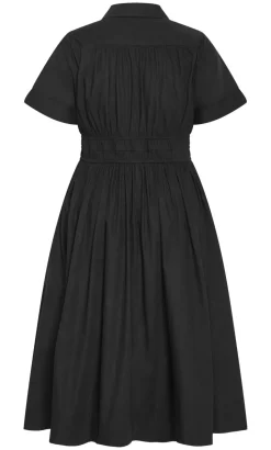 Lana Midi Shirt Dress - black