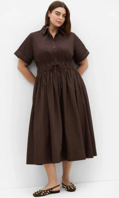 Lana Midi Shirt Dress - chocolate