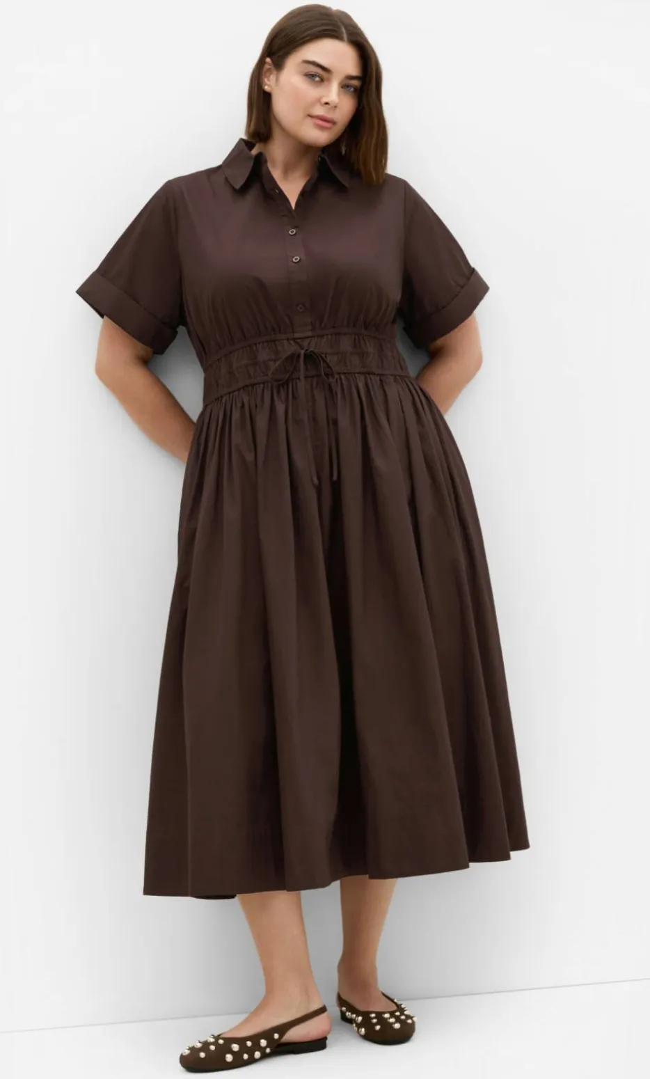 Lana Midi Shirt Dress - chocolate