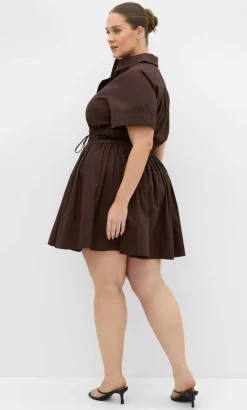Lana Mini Shirt Dress - chocolate
