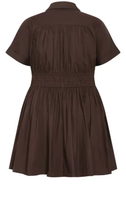 Lana Mini Shirt Dress - chocolate
