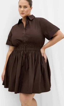 Lana Mini Shirt Dress - chocolate