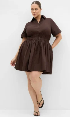 Lana Mini Shirt Dress - chocolate