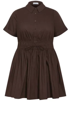 Lana Mini Shirt Dress - chocolate
