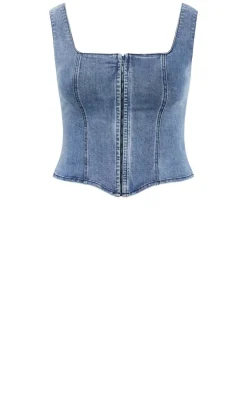 Lara Denim Corset Top - light wash
