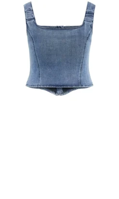Lara Denim Corset Top - light wash