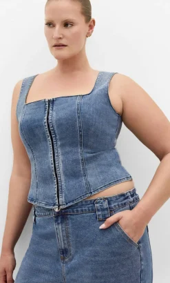 Lara Denim Corset Top - light wash