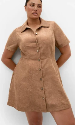 Leia Short Sleeve Mini Dress - caramel