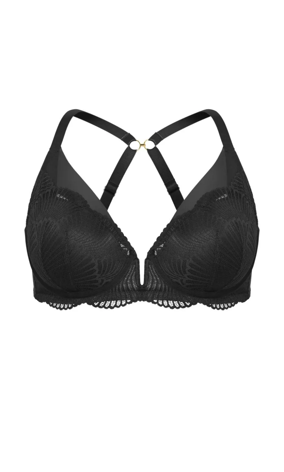 Lia Contour Plunge Lace Bra - black