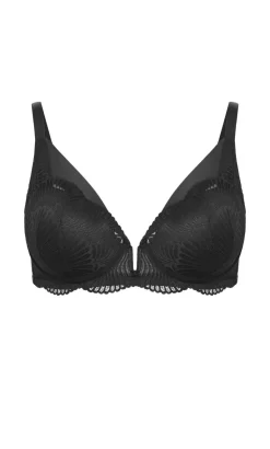 Lia Contour Plunge Lace Bra - black