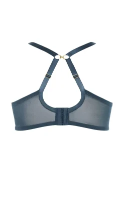 Lia Contour Plunge Lace Bra - charcoal blue