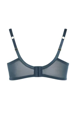 Lia Contour Plunge Lace Bra - charcoal blue