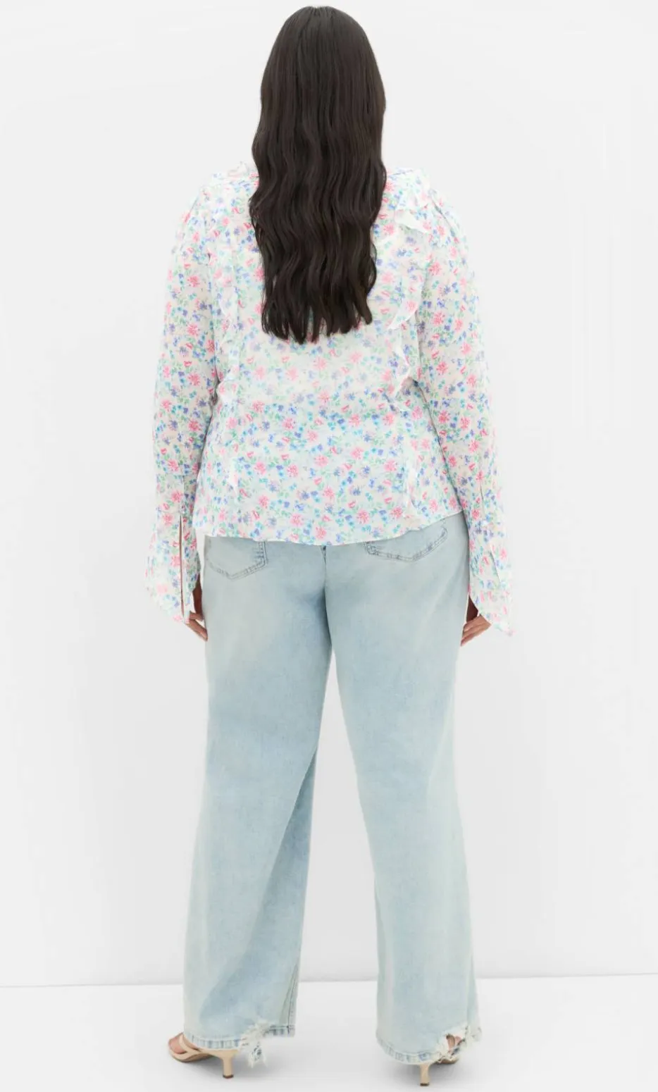 Lidia Ruffle Print Top - cream