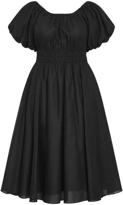 Lillian Cotton Midi Dress - black