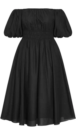 Lillian Cotton Midi Dress - black