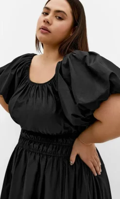 Lillian Cotton Midi Dress - black