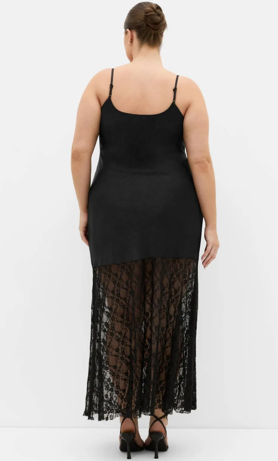Lilly Slip Lace Hem Maxi Dress - black