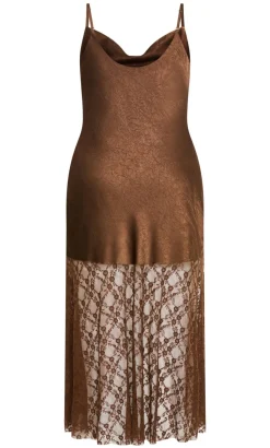 Lilly Slip Lace Hem Maxi Dress - toffee