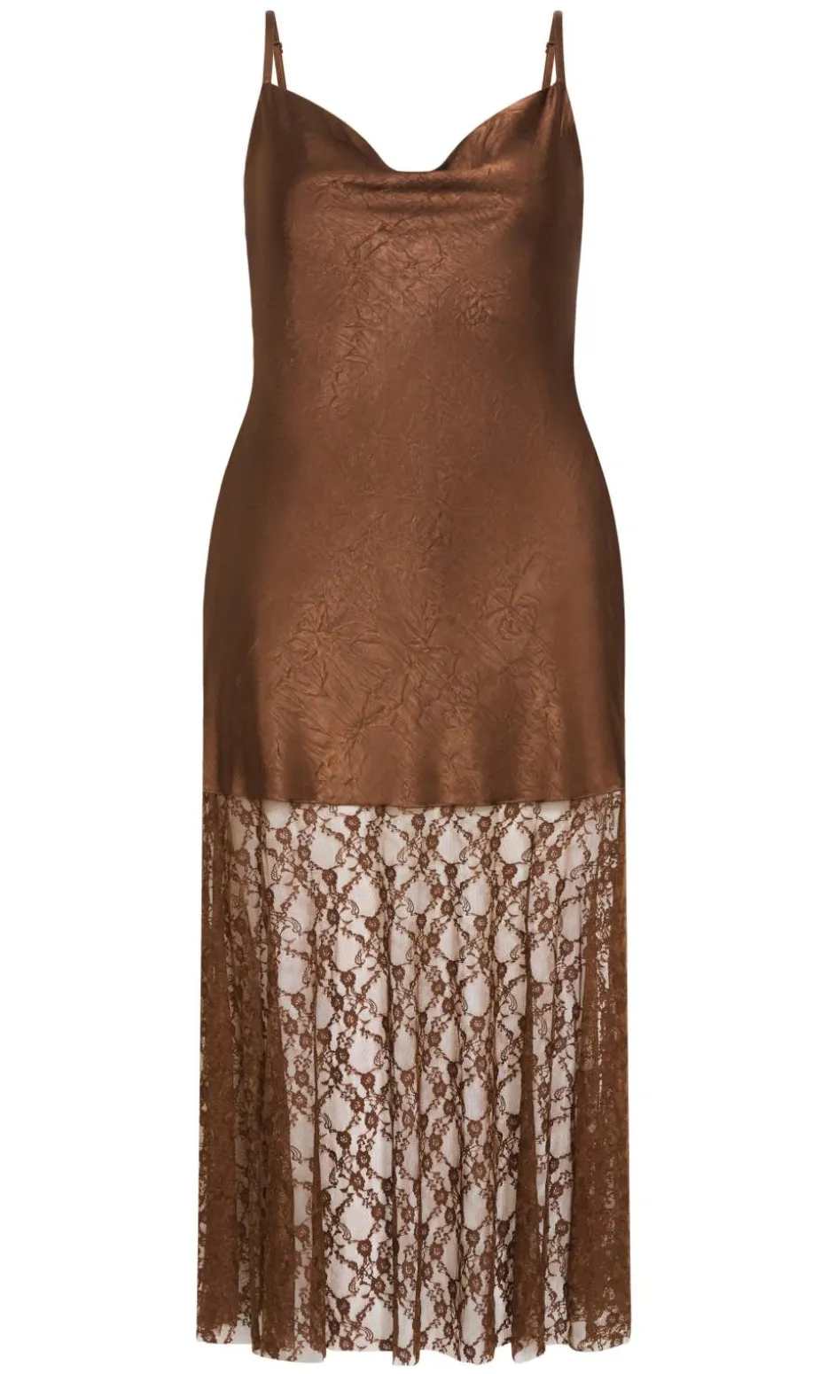 Lilly Slip Lace Hem Maxi Dress - toffee