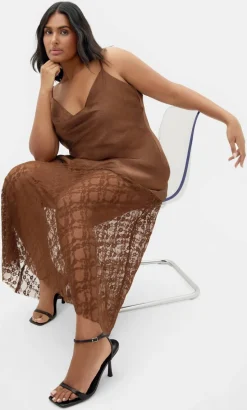 Lilly Slip Lace Hem Maxi Dress - toffee