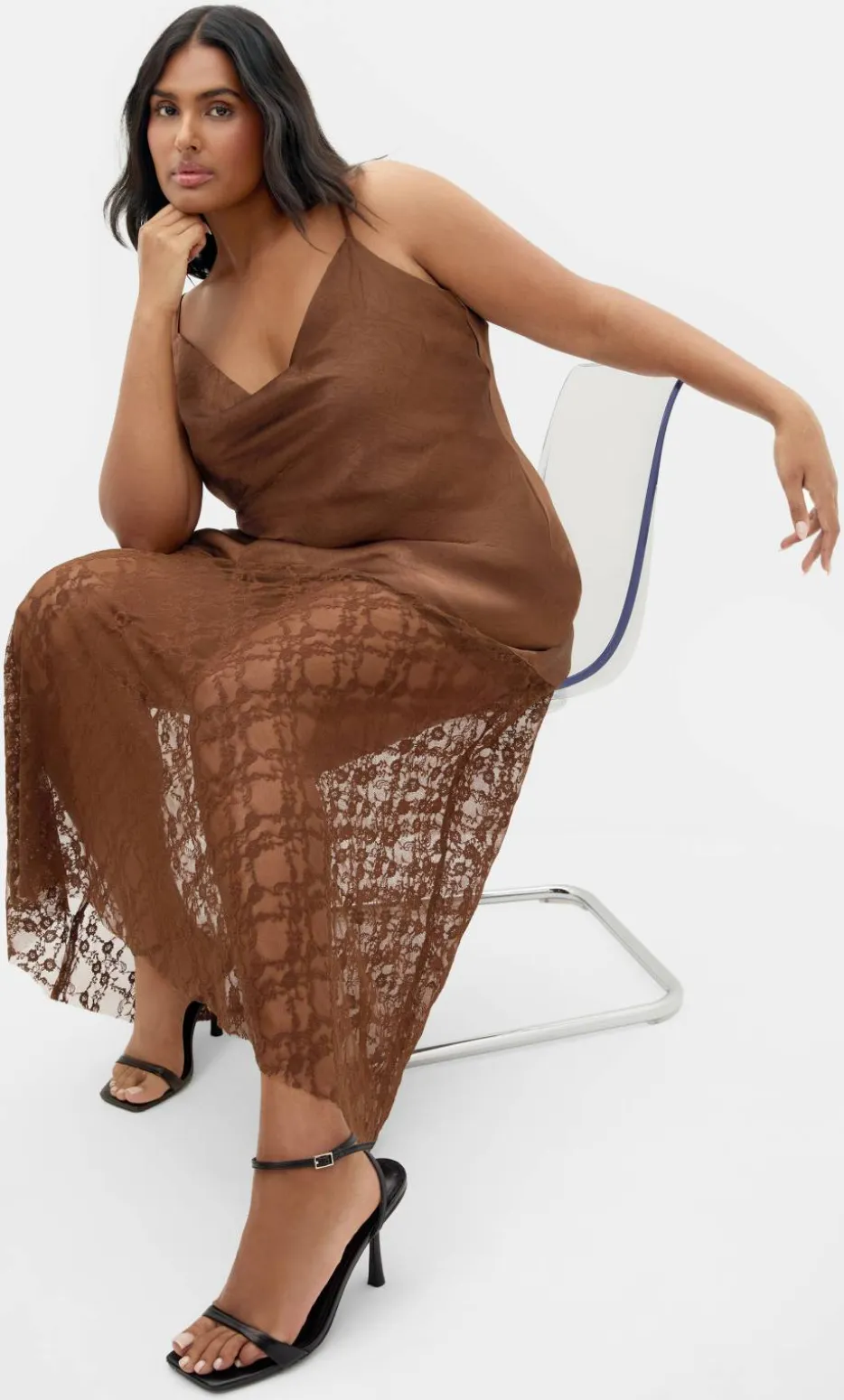Lilly Slip Lace Hem Maxi Dress - toffee