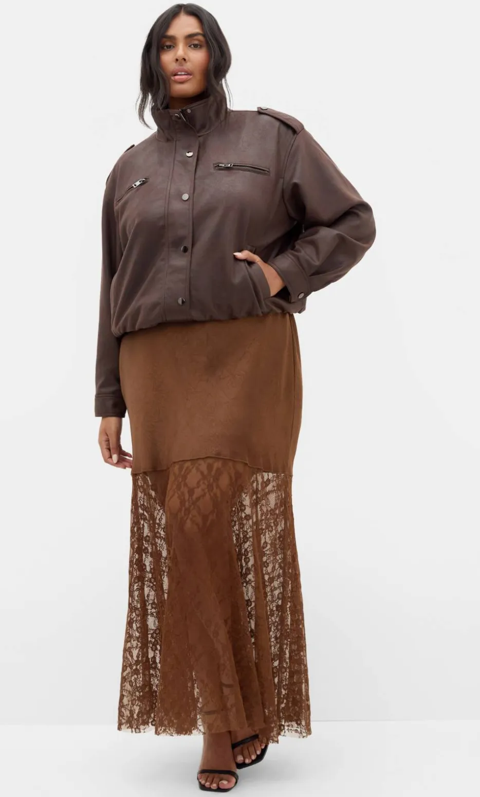 Lilly Slip Lace Hem Maxi Dress - toffee
