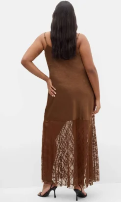 Lilly Slip Lace Hem Maxi Dress - toffee