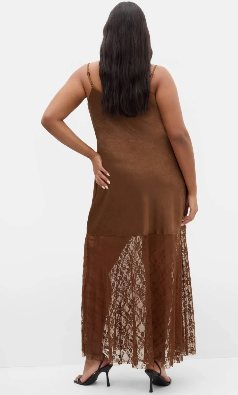 Lilly Slip Lace Hem Maxi Dress - toffee