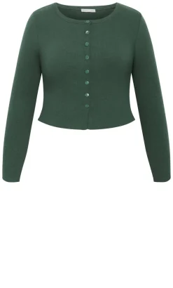 Lily Button Through Rib Top - forest