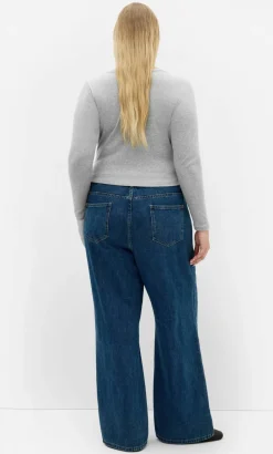 Lily Button Through Rib Top - grey marle