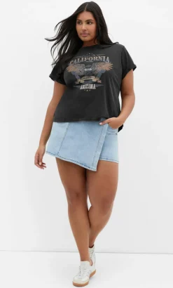 Lily Cotton Tee - black acid wash