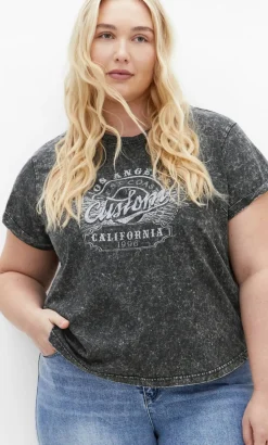 Lily Cotton Tee - charcoal acid wash