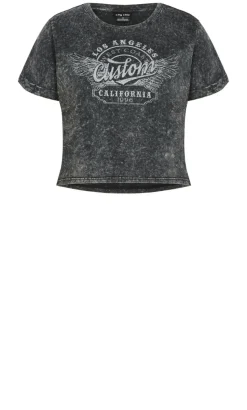 Lily Cotton Tee - charcoal acid wash