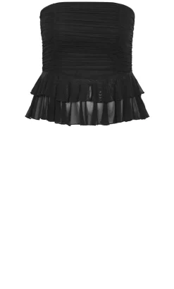 Livia Ruched Mesh Bustier - black