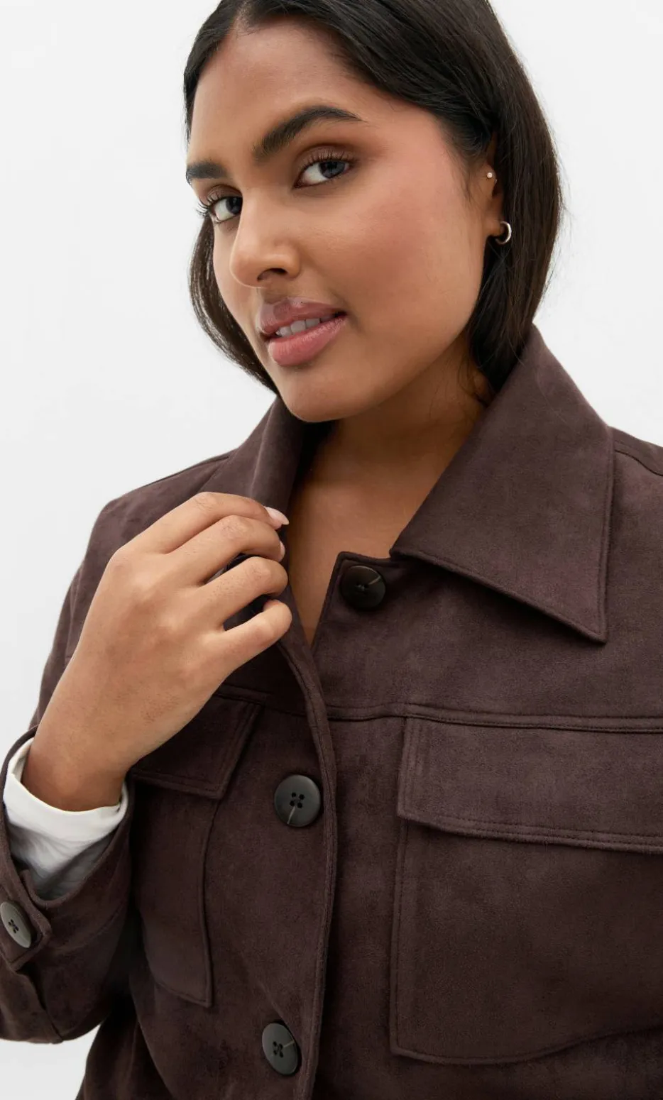 Liza Lightweight Suedette Jacket - espresso