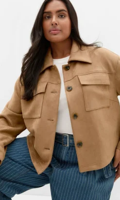Liza Lightweight Suedette Jacket - caramel