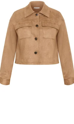 Liza Lightweight Suedette Jacket - caramel