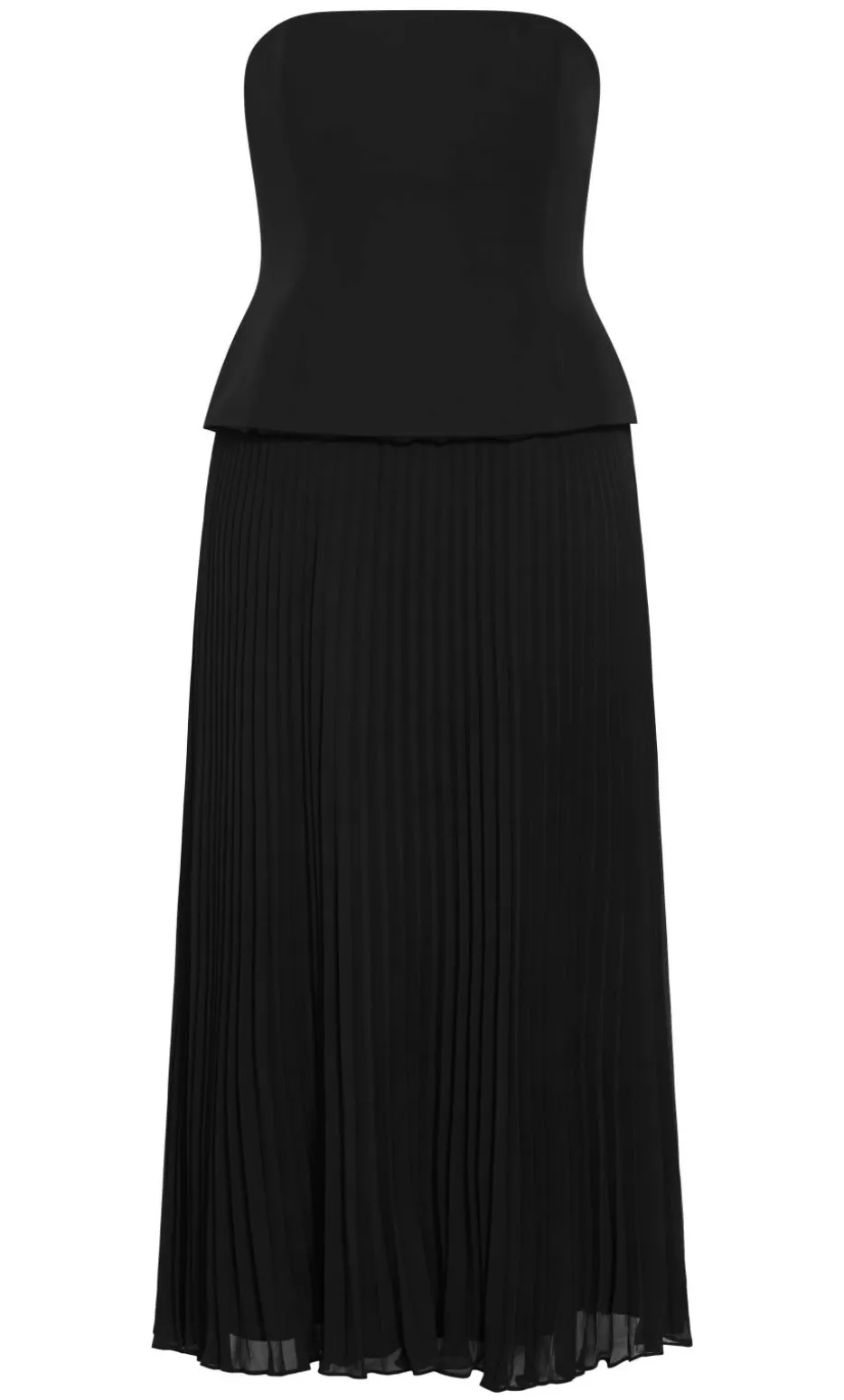Loretta Strapless Pleat Maxi Dress - black