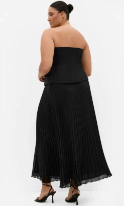 Loretta Strapless Pleat Maxi Dress - black